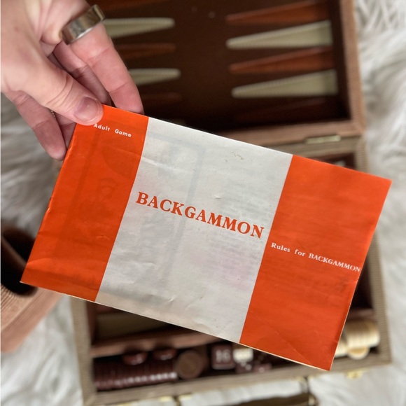 Vintage SKOR-MOR Backgammon Set – 1970s Travel Game with Case, Dice, Cups MCM - Picture 11 of 11